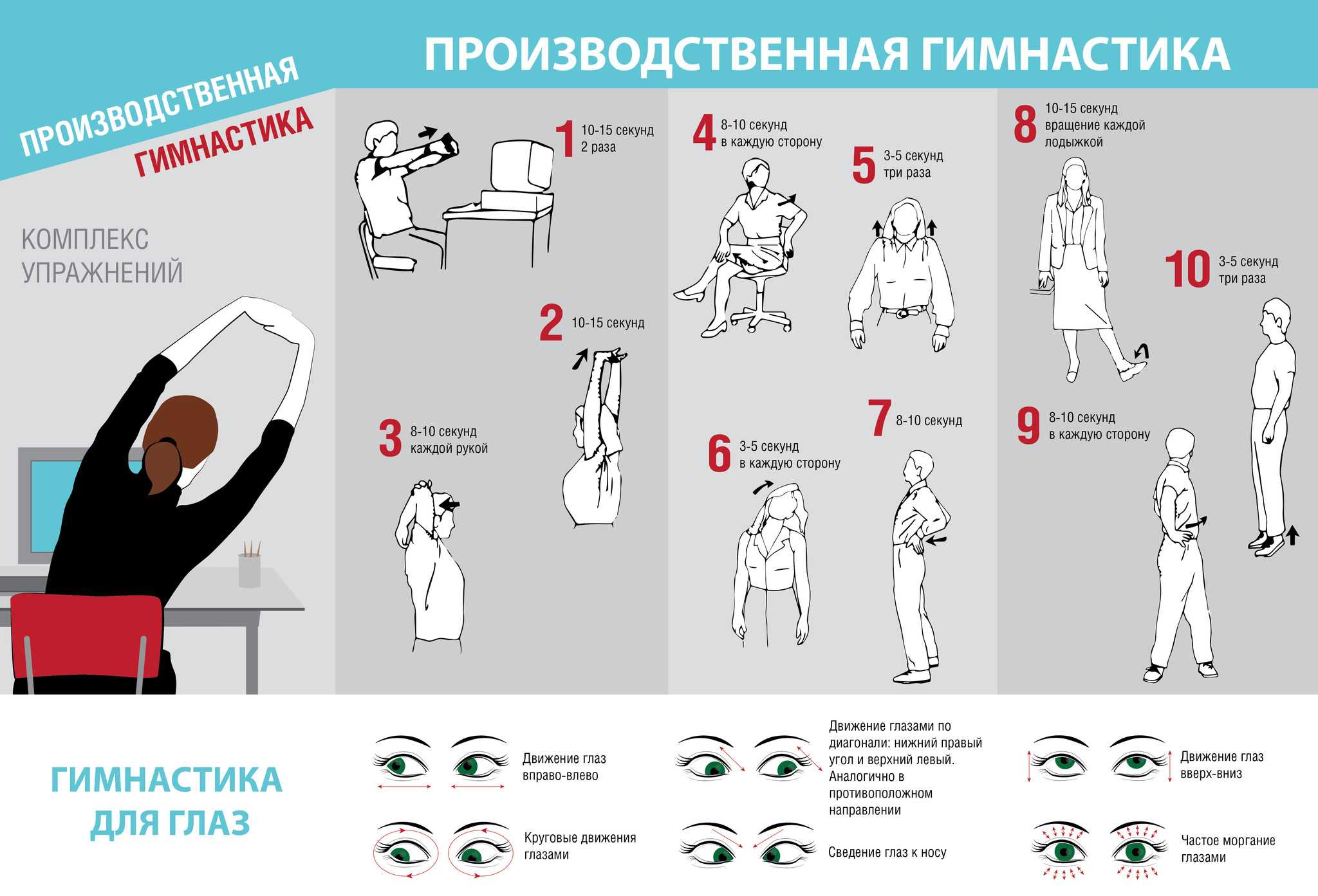 Производственная гимнастика. разминка для офисных работников