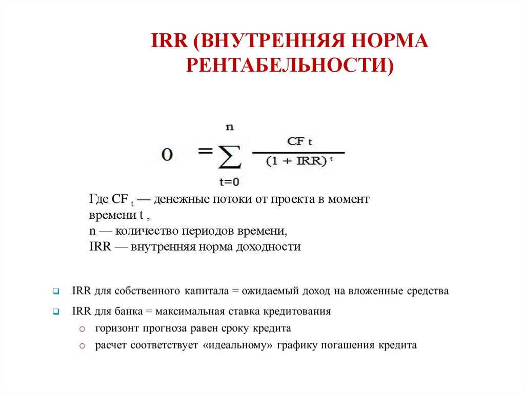 Рассчитать irr проекта