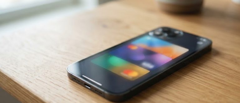 Смартфон с интерфейсом электронного кошелька на рабочем столе