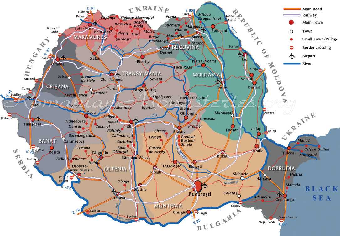 Карта румынии с городами подробная на русском