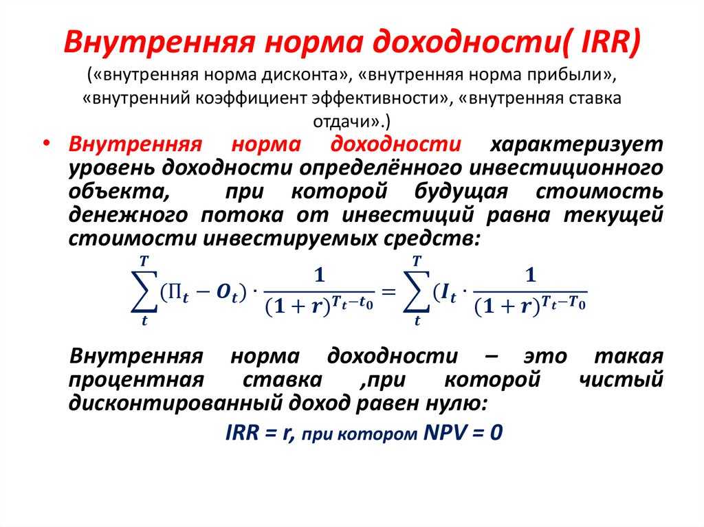 Внутренняя норма доходности проекта