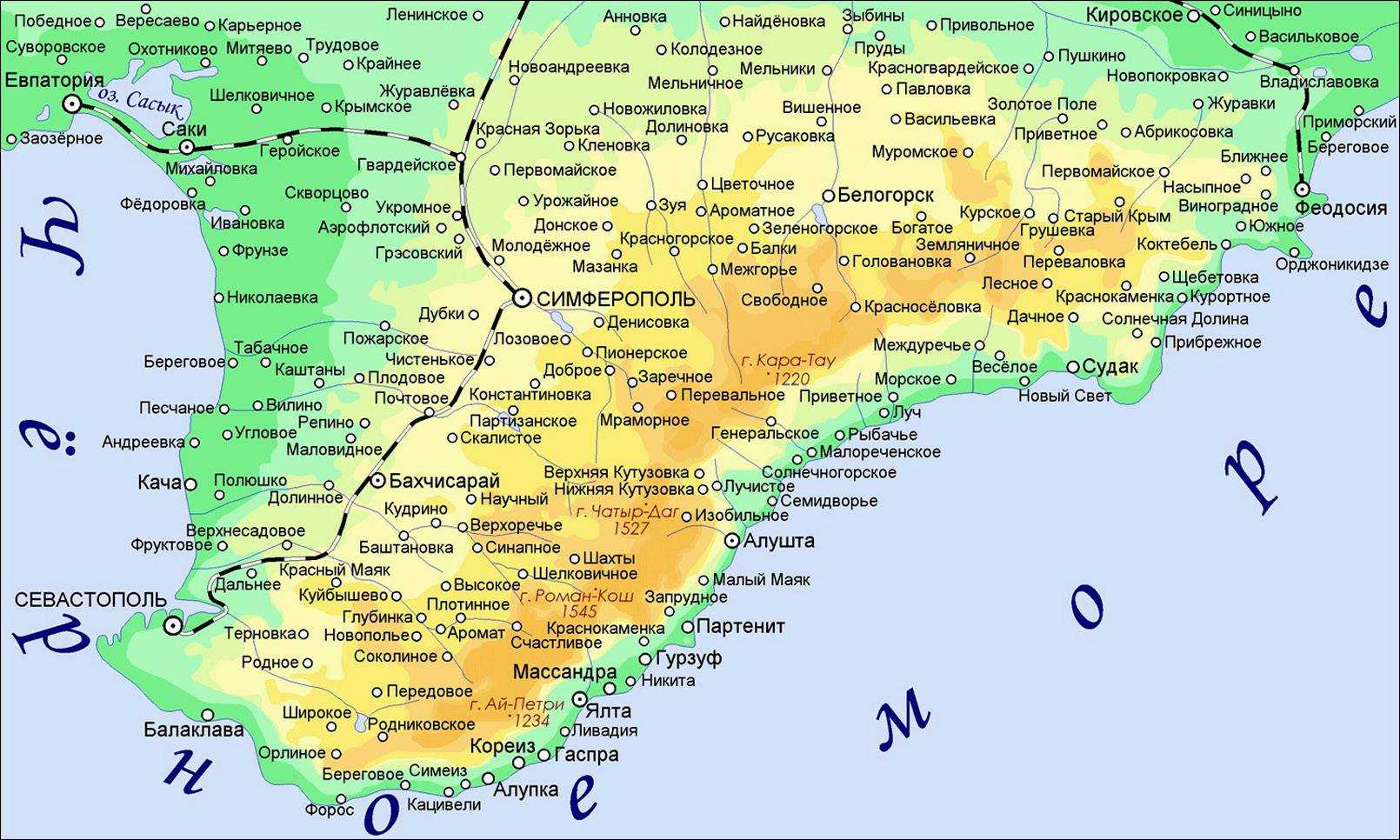 Крымское побережье карта
