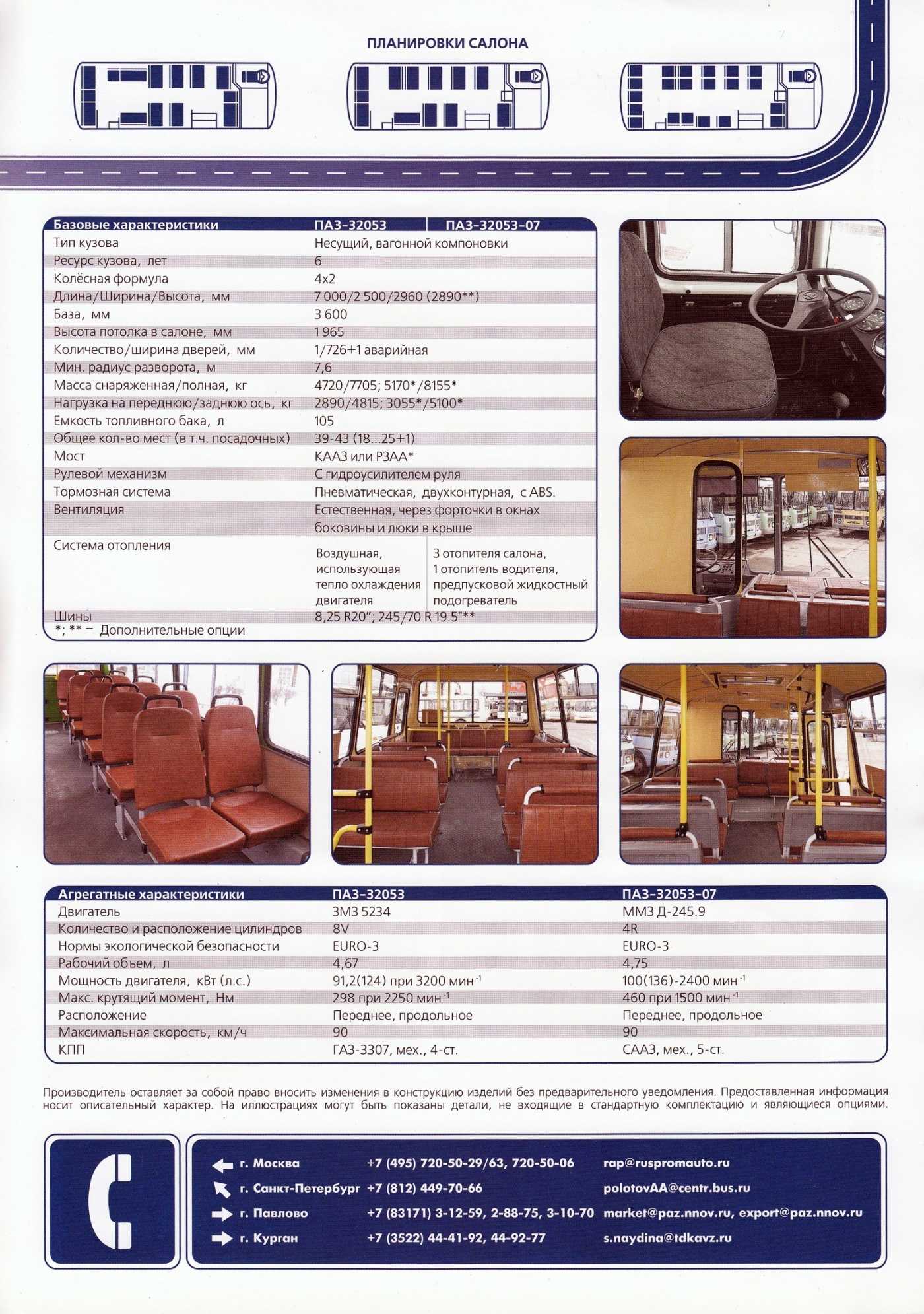 Паз 32053 технические характеристики: двигатель, расход топлива, салон