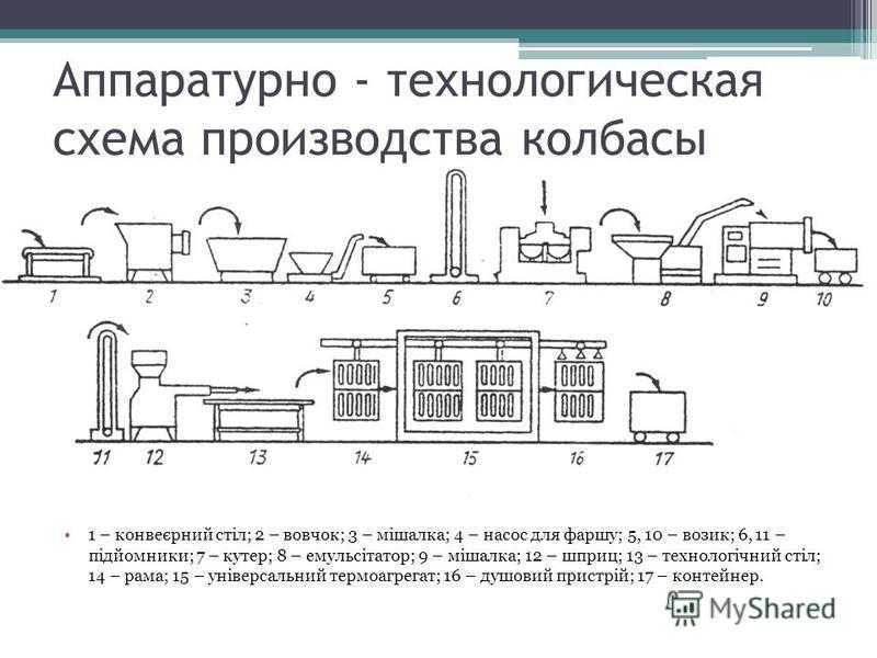 Технологическая схема производства сырокопченой колбасы