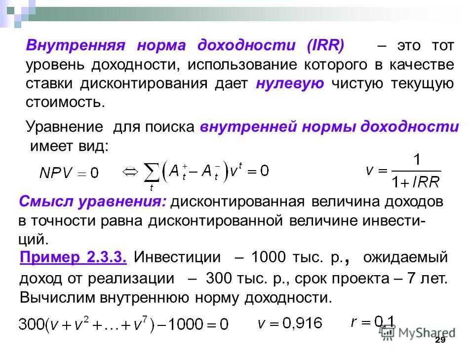 Irr проекта онлайн калькулятор