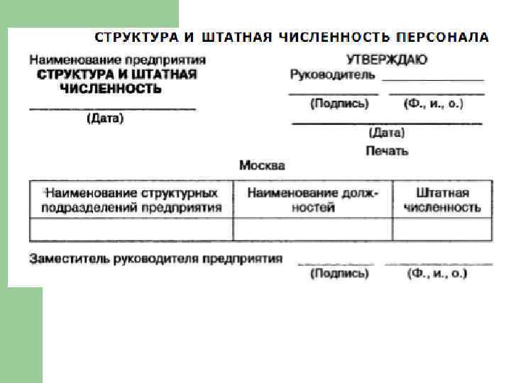 Штатная численность образец