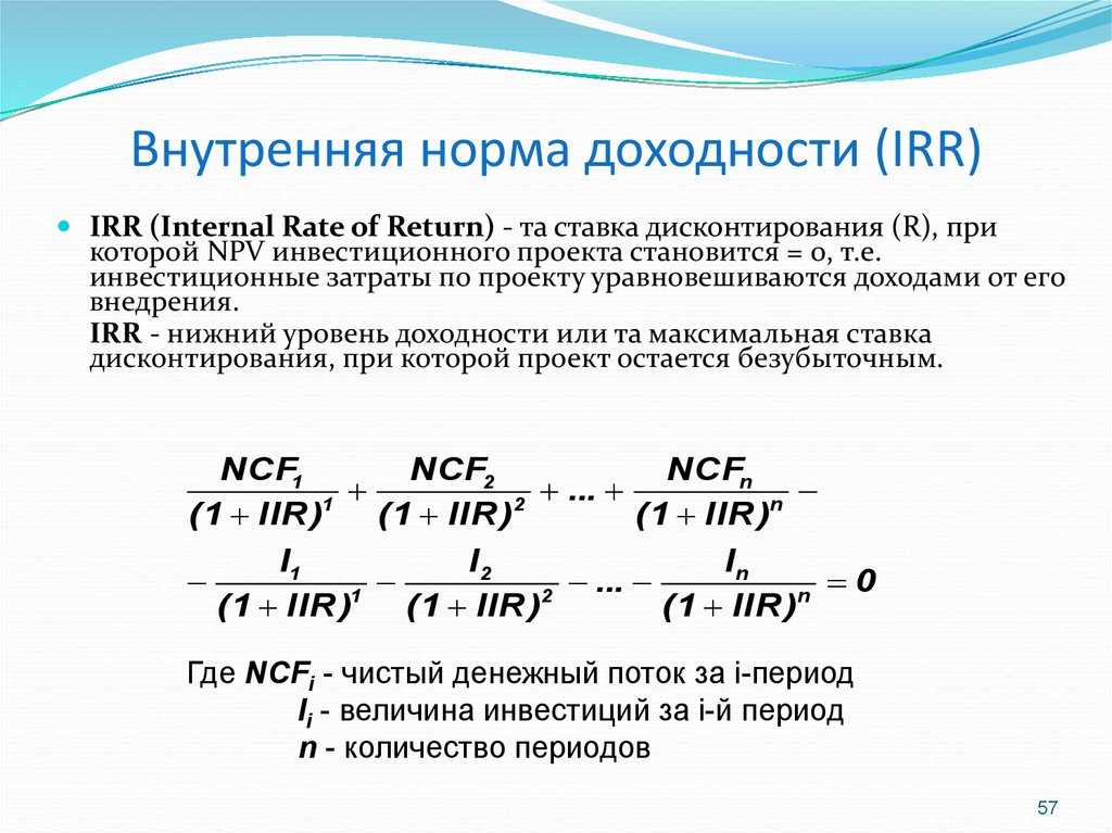 Что такое irr инвестиционного проекта как рассчитать