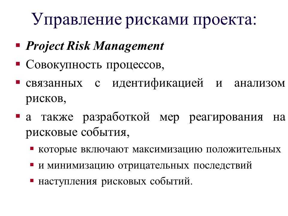 Управление рисками проекта доклад