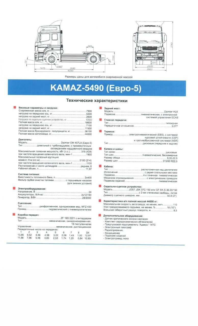 Норма расхода топлива камаз 5490 s5 с прицепом