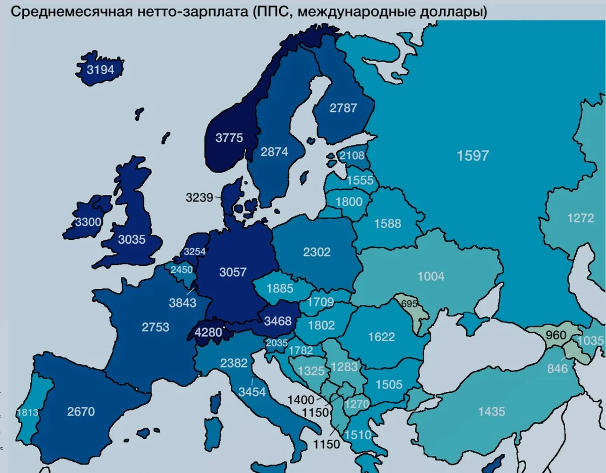 Карта средней европы